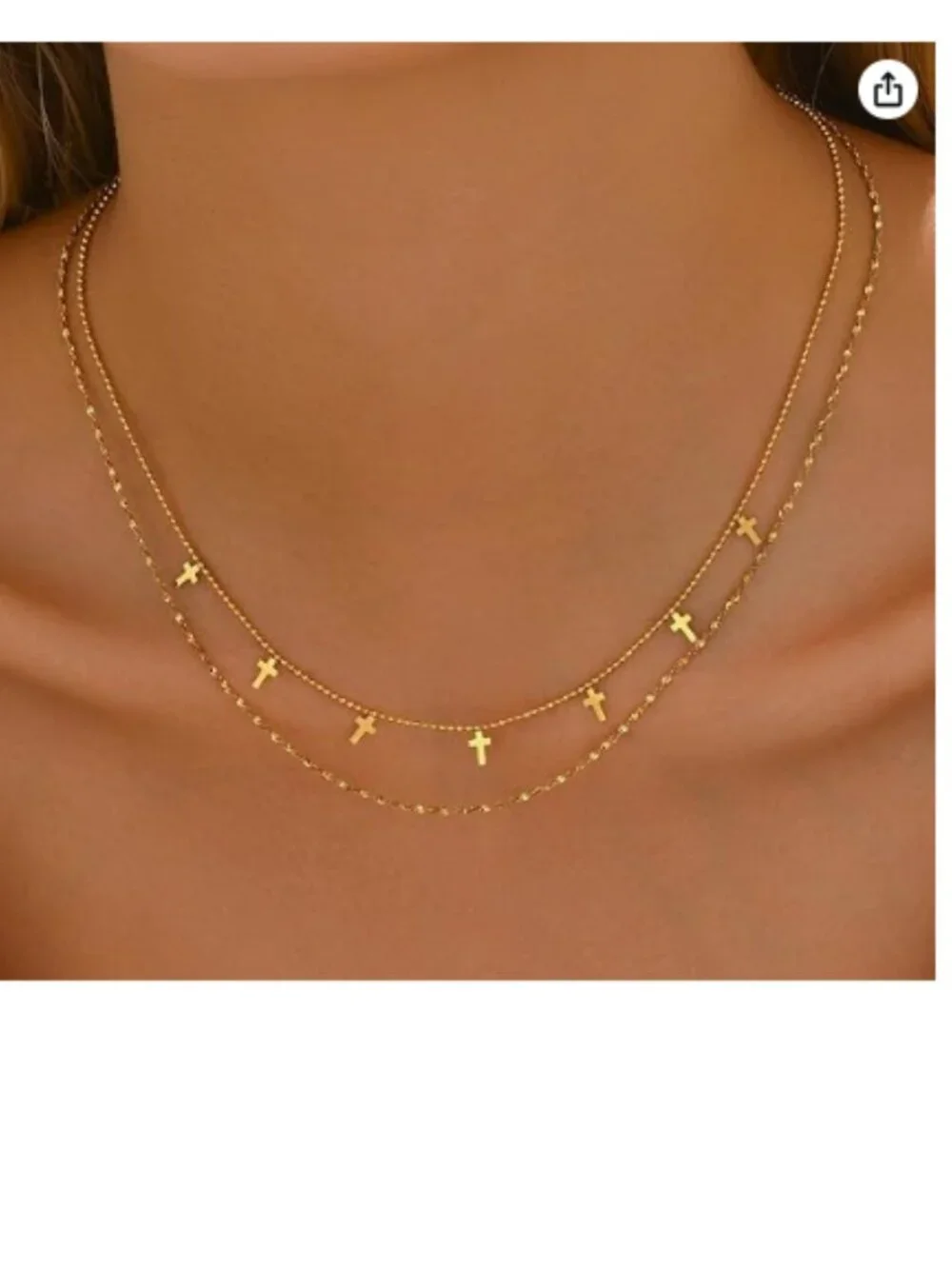18K Gold Plated Star Cross Heart Charm Choker Necklace for Women | Dainty Layere